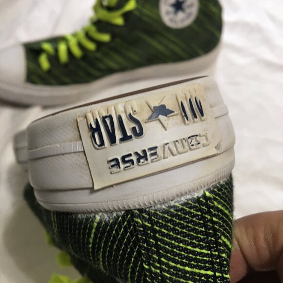 Converse Chuck Taylor 2 Neon Green and Black High Top Sneakers - Picture 5 of 11